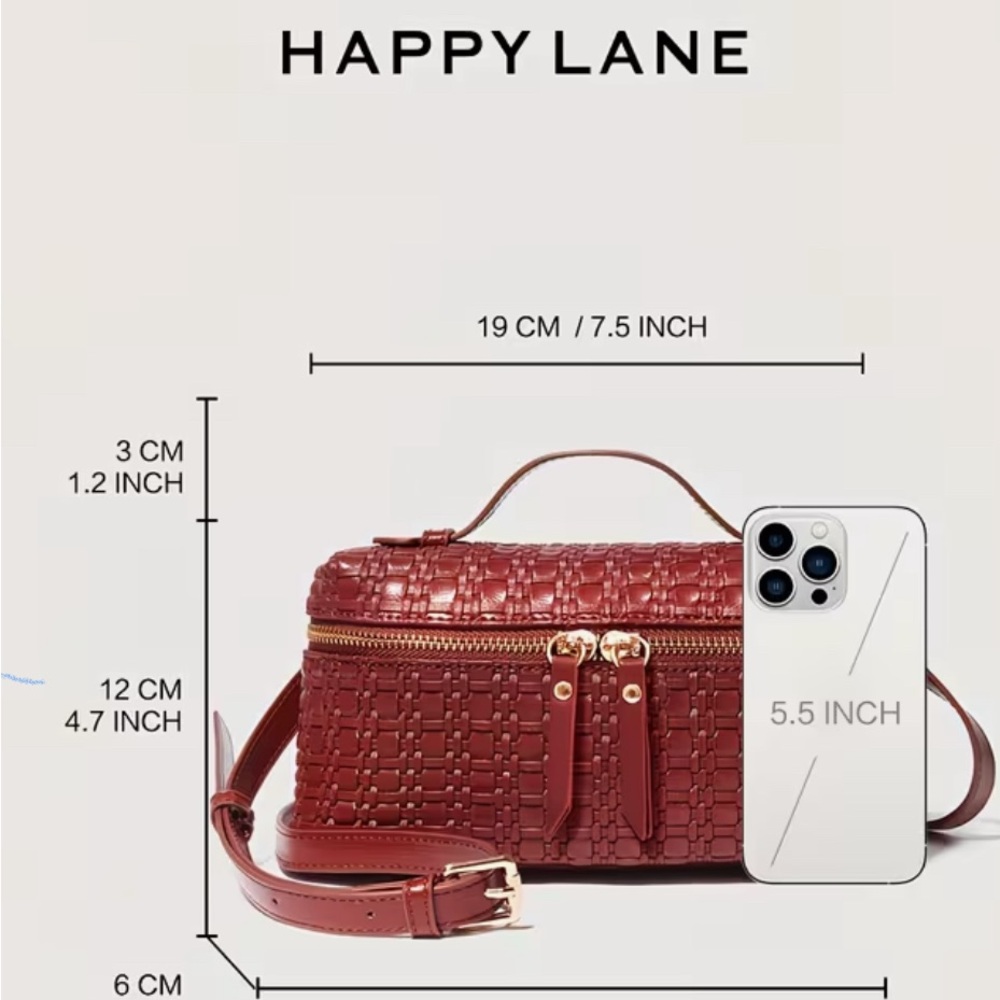 Happy Lane Burgundy Woven Box Bag Top Handle Crossbody NIP - Picture 5 of 13